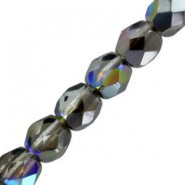 Czech Fire polished faceted glass beads 3mm Crystal graphite rainbow